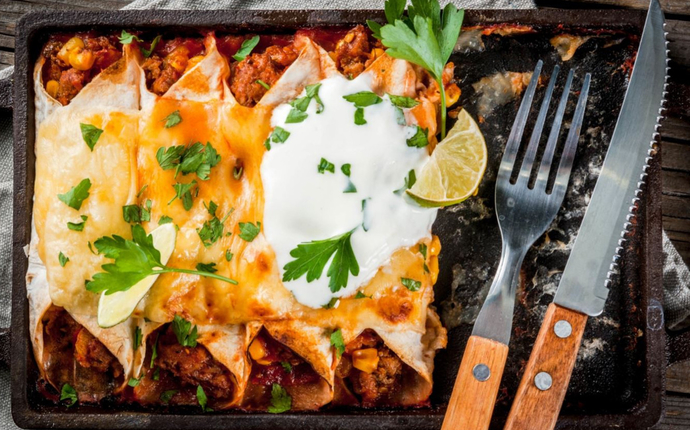 Enchiladas zapečené s Tylžským uzeným sýrem