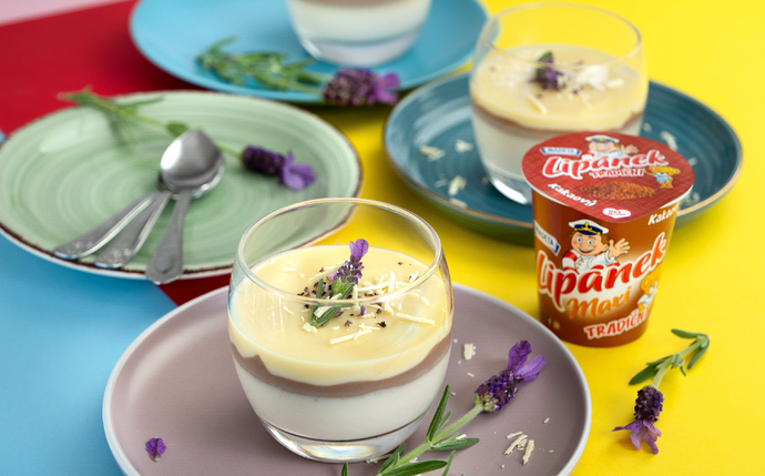 Levanduľová panna cotta s bielou čokoládou a Lipánkom tradičným